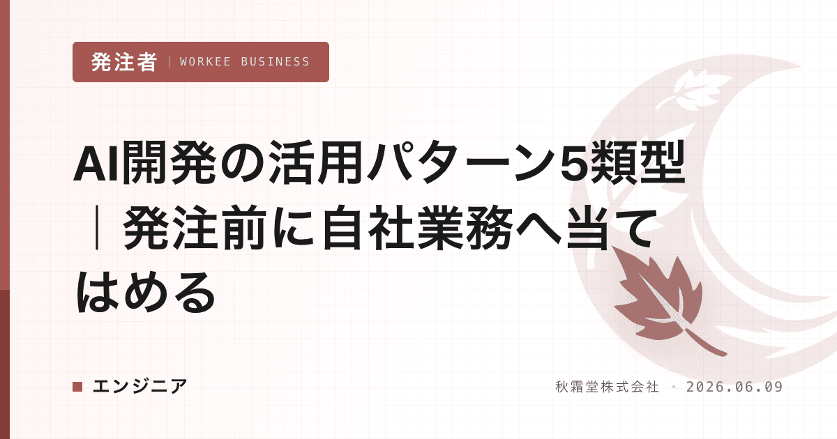 AI開発の活用パターン5類型｜発注前に自社業務へ当てはめる