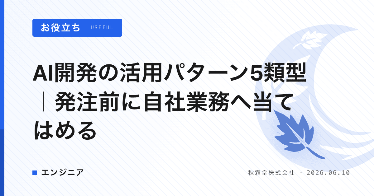 AI開発の活用パターン5類型｜発注前に自社業務へ当てはめる