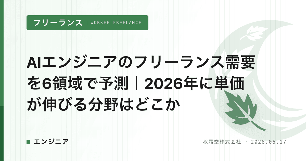 AIエンジニアのフリーランス需要を6領域で予測｜2026年に単価が伸びる分野はどこか