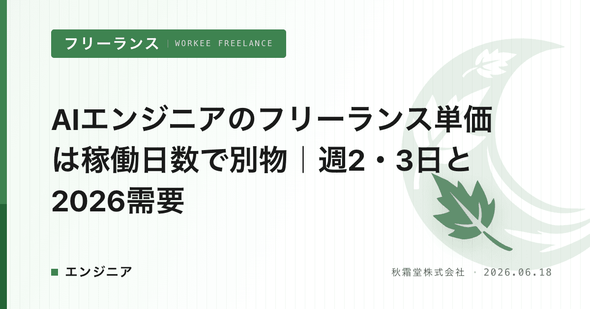 AIエンジニアのフリーランス単価は稼働日数で別物｜週2・3日と2026需要