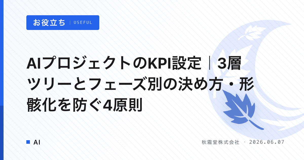 AIプロジェクトのKPI設定｜3層ツリーとフェーズ別の決め方・形骸化を防ぐ4原則