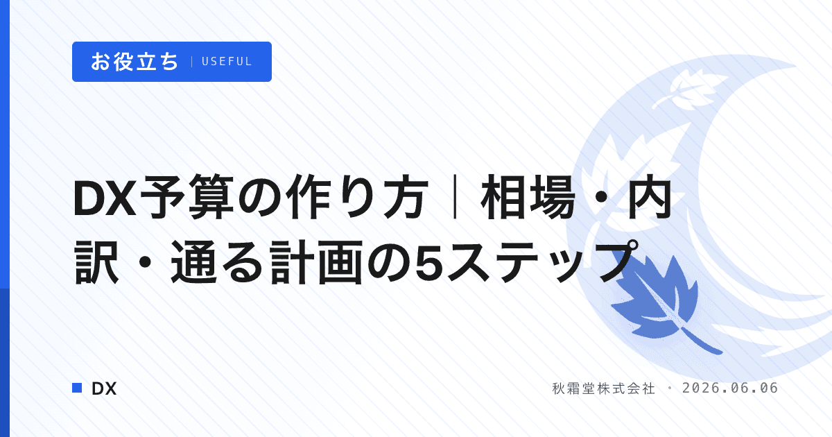 DX予算の作り方｜相場・内訳・通る計画の5ステップ
