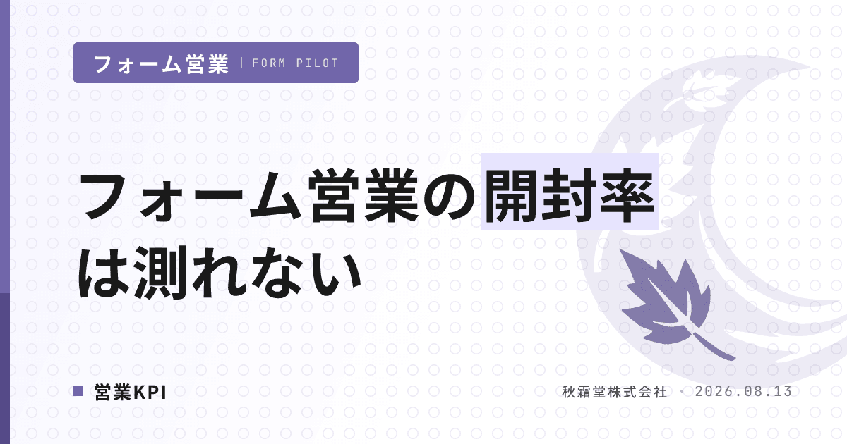 フォーム営業の開封率は測れない｜クリックで組み直すKPIファネル設計