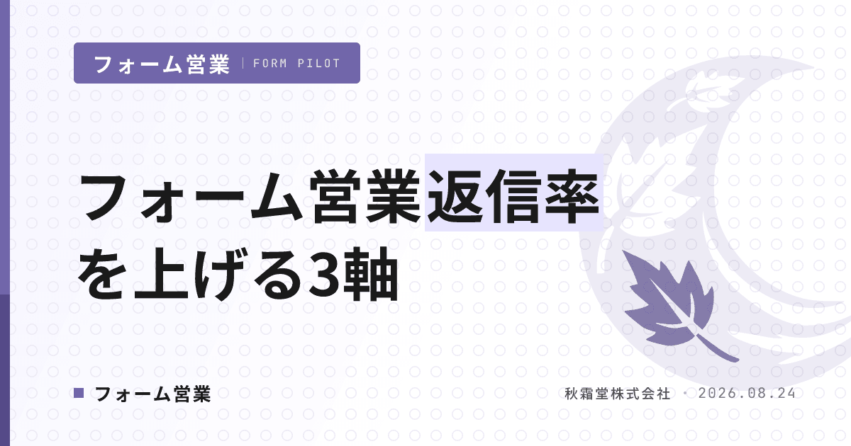 フォーム営業の返信率を上げる｜文面・タイミング・ターゲティング3軸の実施順序