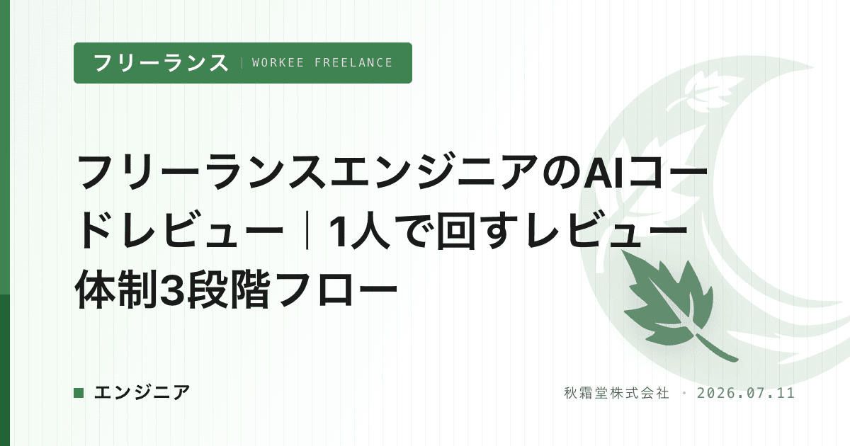 フリーランスエンジニアのAIコードレビュー｜1人で回すレビュー体制3段階フロー