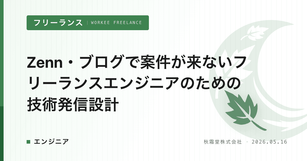 Zenn・ブログで案件が来ないフリーランスエンジニアのための技術発信設計