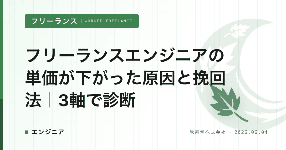 フリーランスエンジニアの単価が下がった原因と挽回法｜3軸で診断