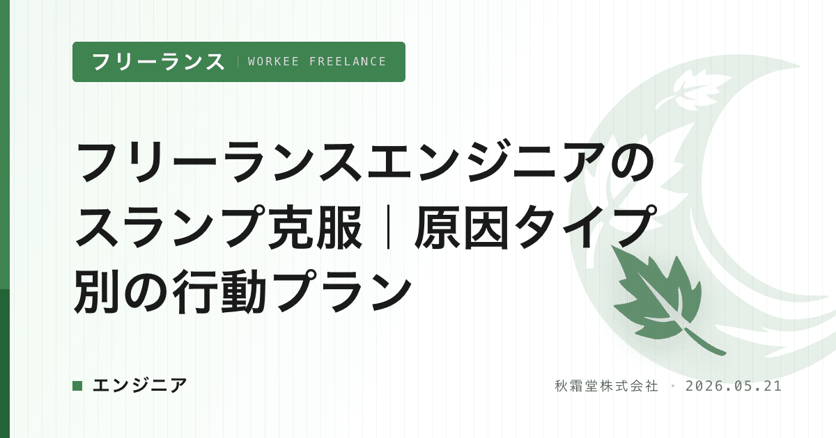 フリーランスエンジニアのスランプ克服｜原因タイプ別の行動プラン