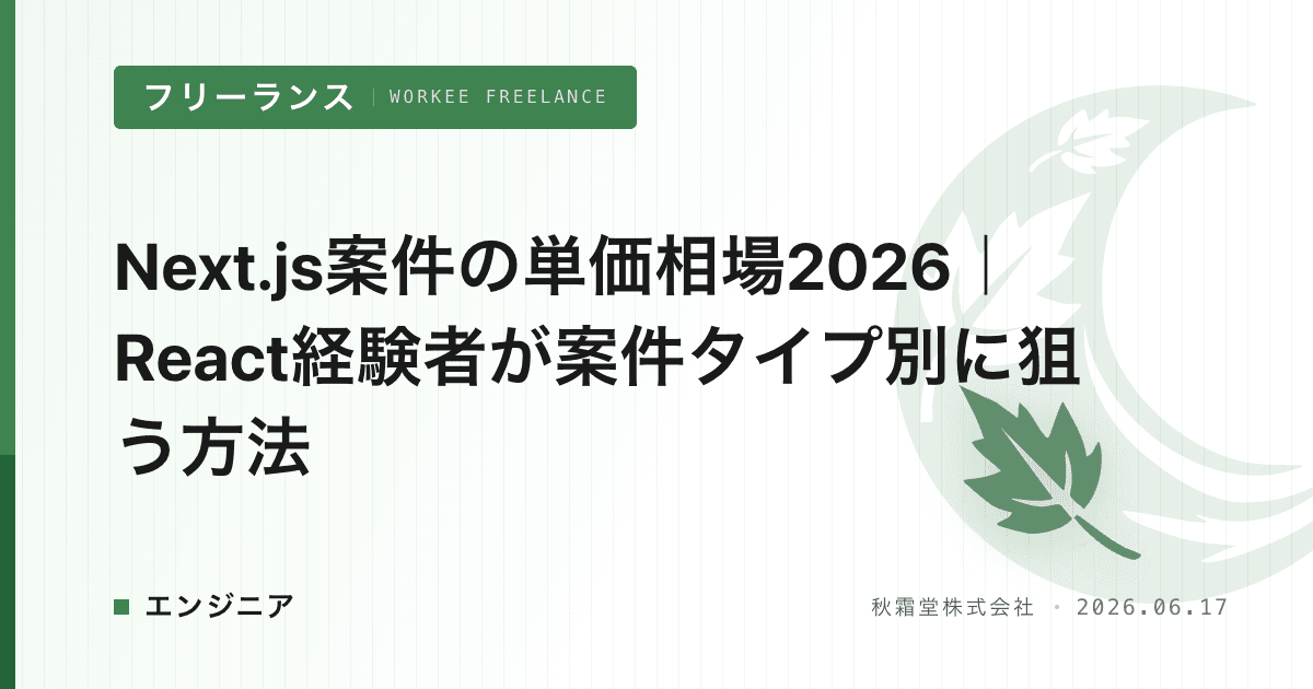 Next.js案件の単価相場2026｜React経験者が案件タイプ別に狙う方法