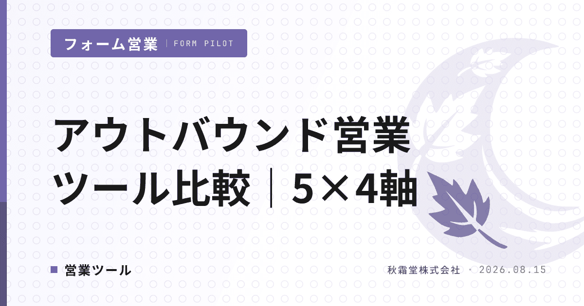 アウトバウンド営業ツール比較｜5チャネル×4実行方式で選ぶ判断軸