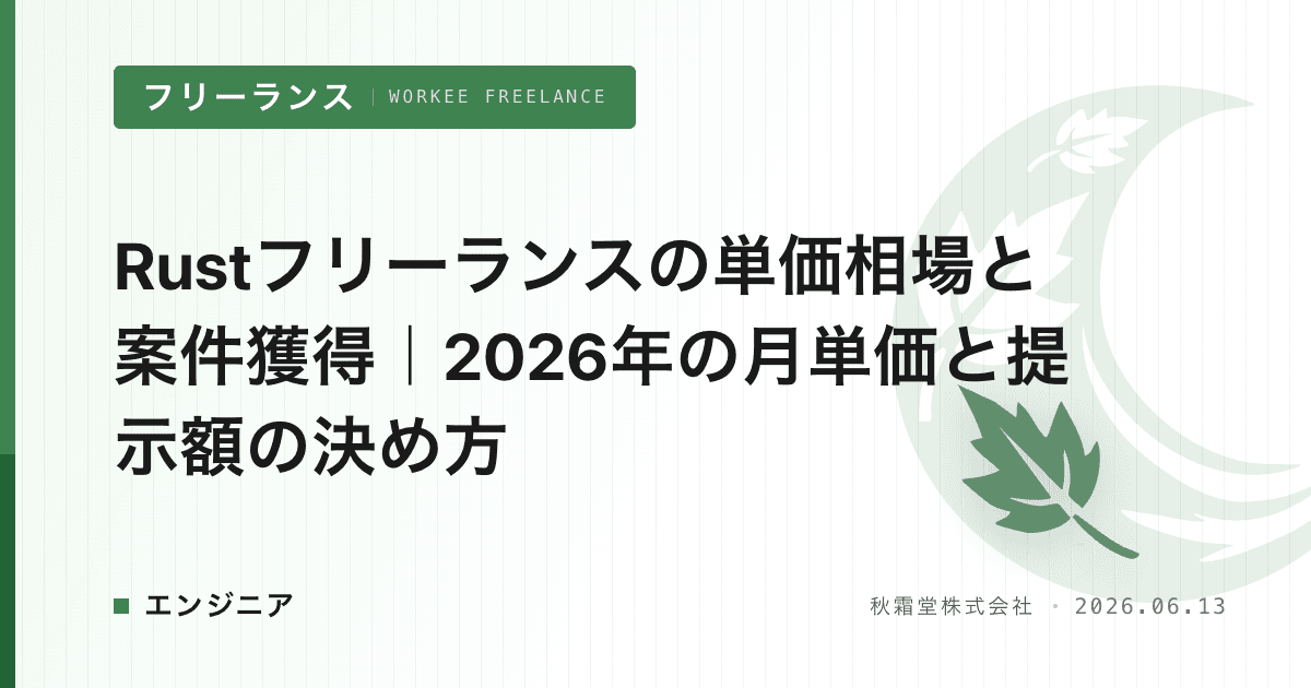 Rustフリーランスの単価相場と案件獲得｜2026年の月単価と提示額の決め方
