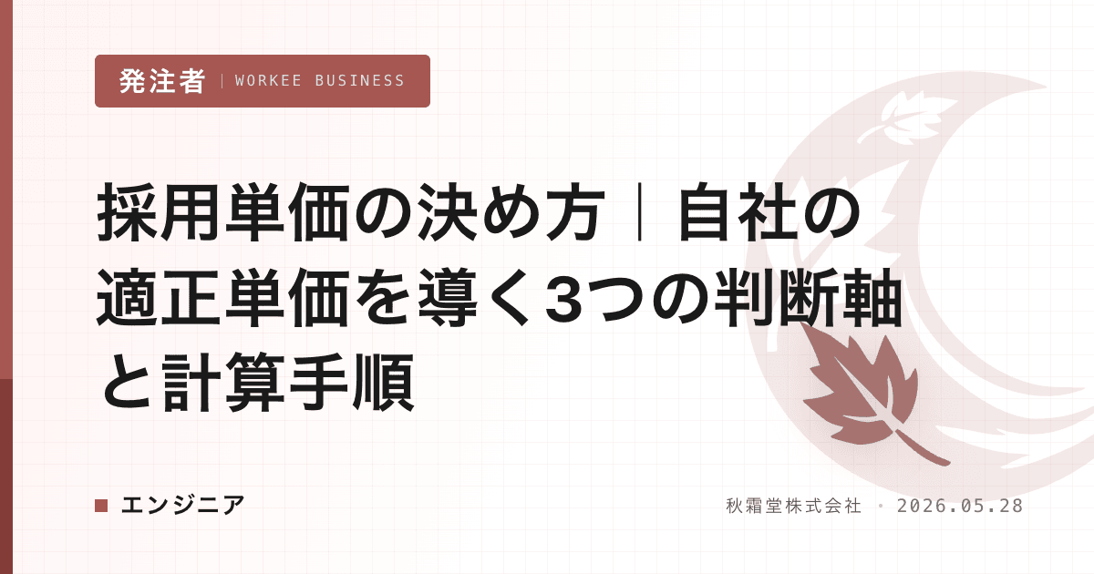 採用単価の決め方｜自社の適正単価を導く3つの判断軸と計算手順