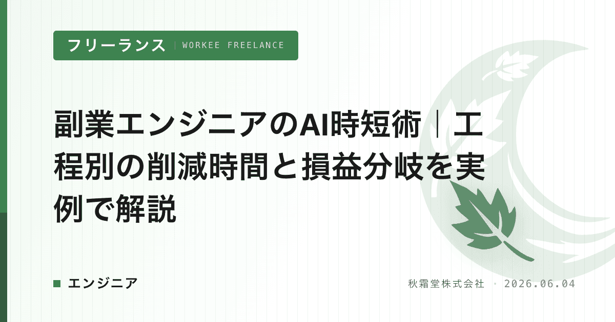 副業エンジニアのAI時短術｜工程別の削減時間と損益分岐を実例で解説
