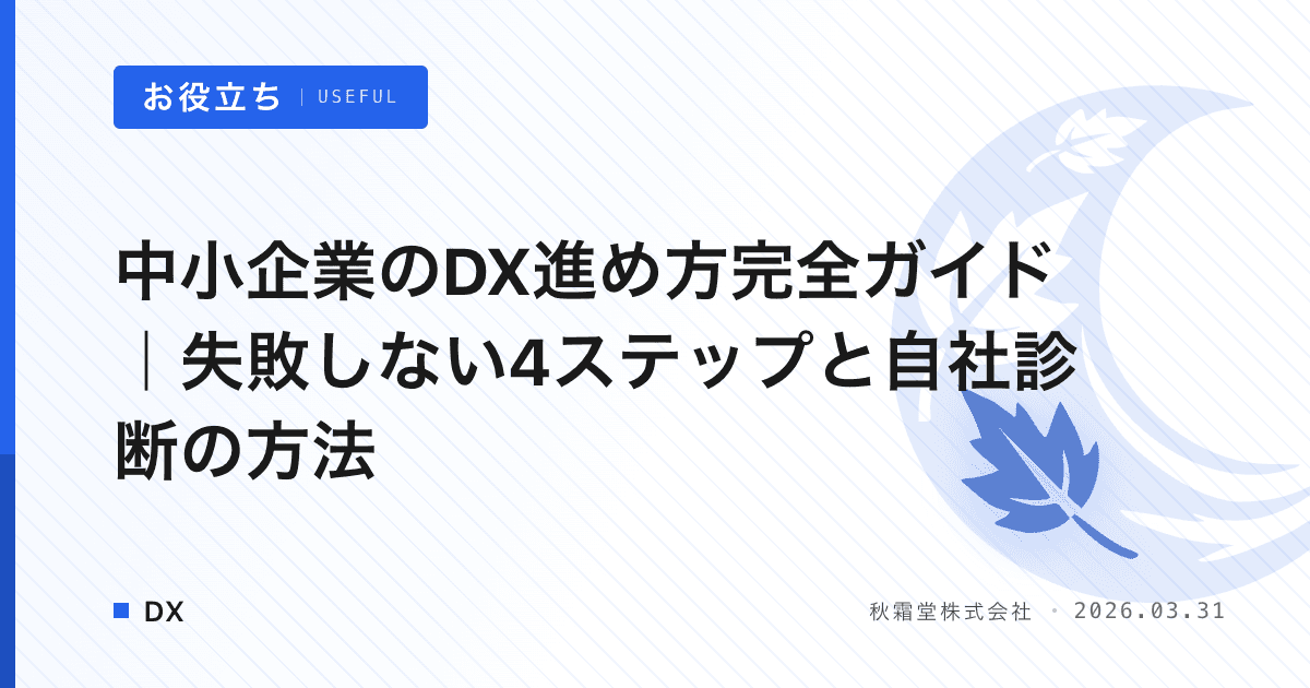 中小企業のDX進め方完全ガイド｜失敗しない4ステップと自社診断の方法