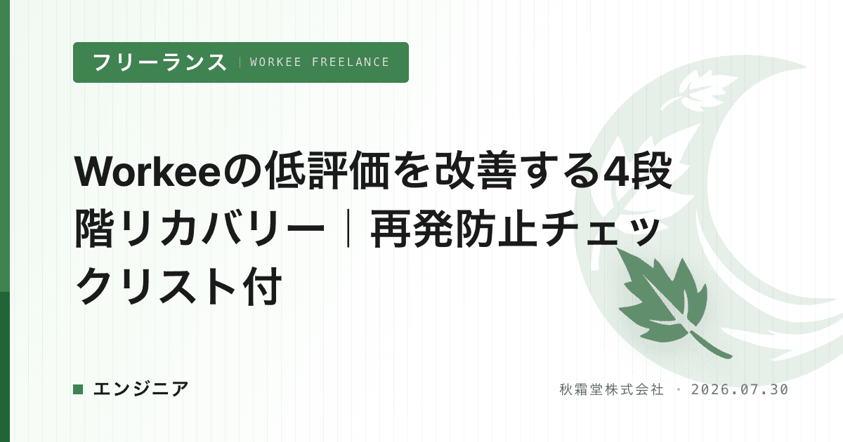 Workeeの低評価を改善する4段階リカバリー｜再発防止チェックリスト付