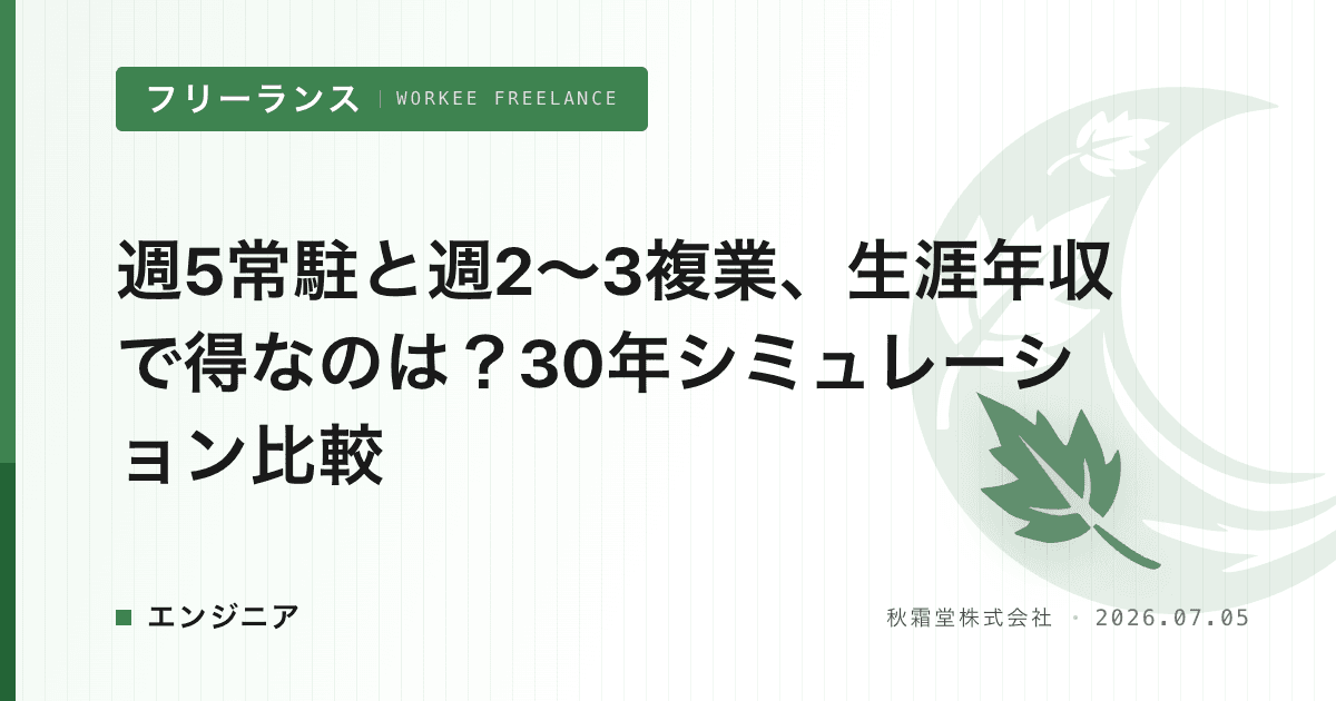 週5常駐と週2〜3複業、生涯年収で得なのは?30年シミュレーション比較