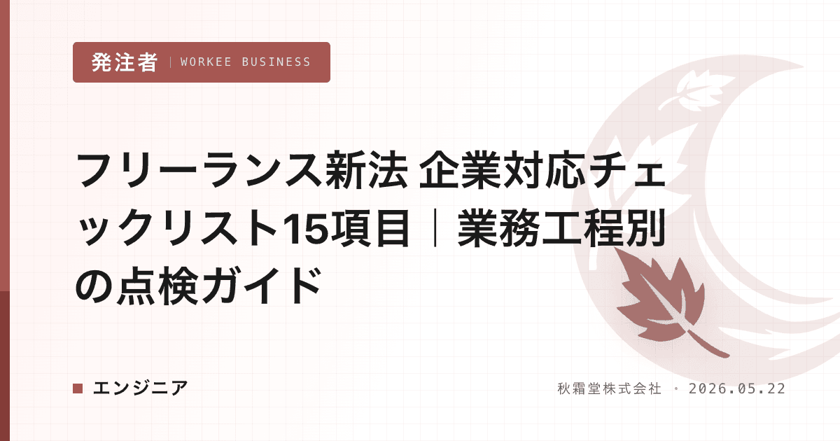 フリーランス新法 企業対応チェックリスト15項目|業務工程別の点検ガイド