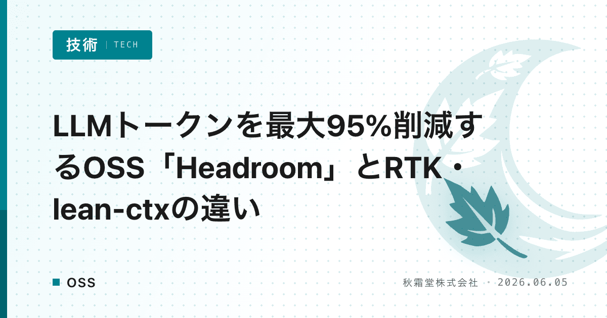 LLMトークンを最大95%削減するOSS「Headroom」とRTK・lean-ctxの違い