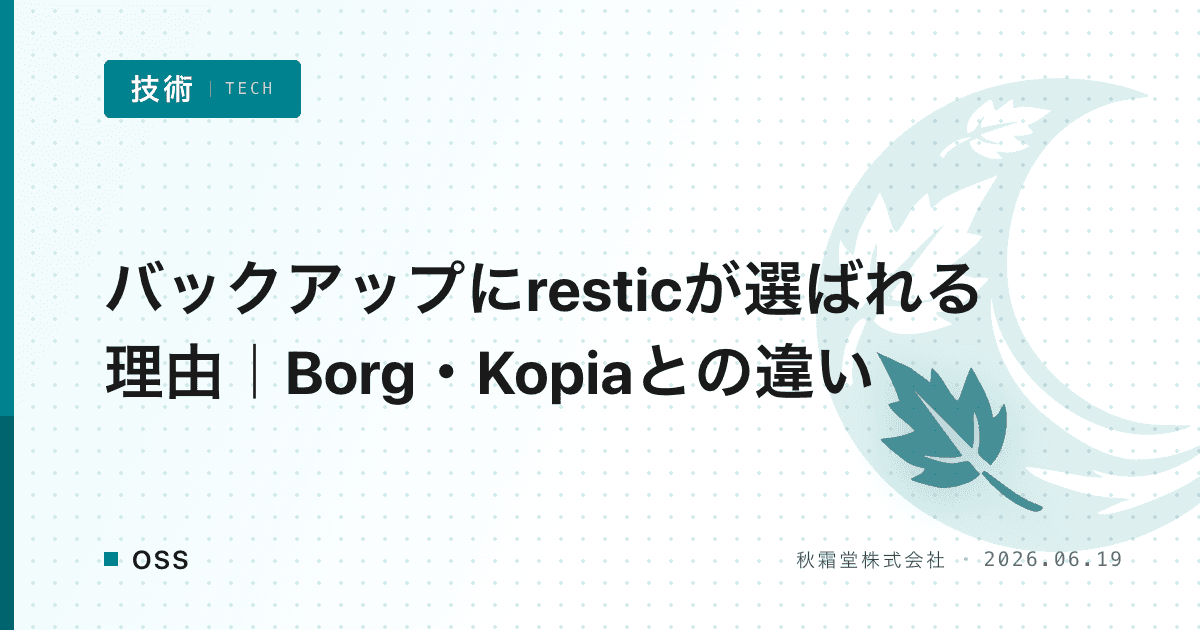 バックアップにresticが選ばれる理由|Borg・Kopiaとの違い