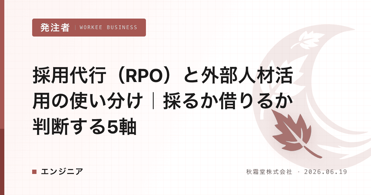 採用代行(RPO)と外部人材活用の使い分け|採るか借りるか判断する5軸